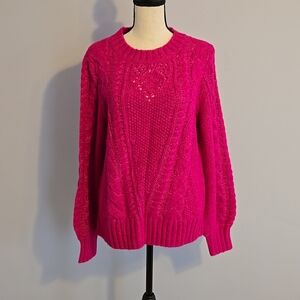 Talbots long-sleeved cable knit Sweater. Fuchsia